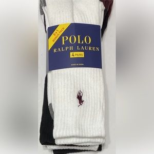 Polo Ralph Lauren 4-Pair Men's Crew Socks  Black/White/Gray/Burgundy